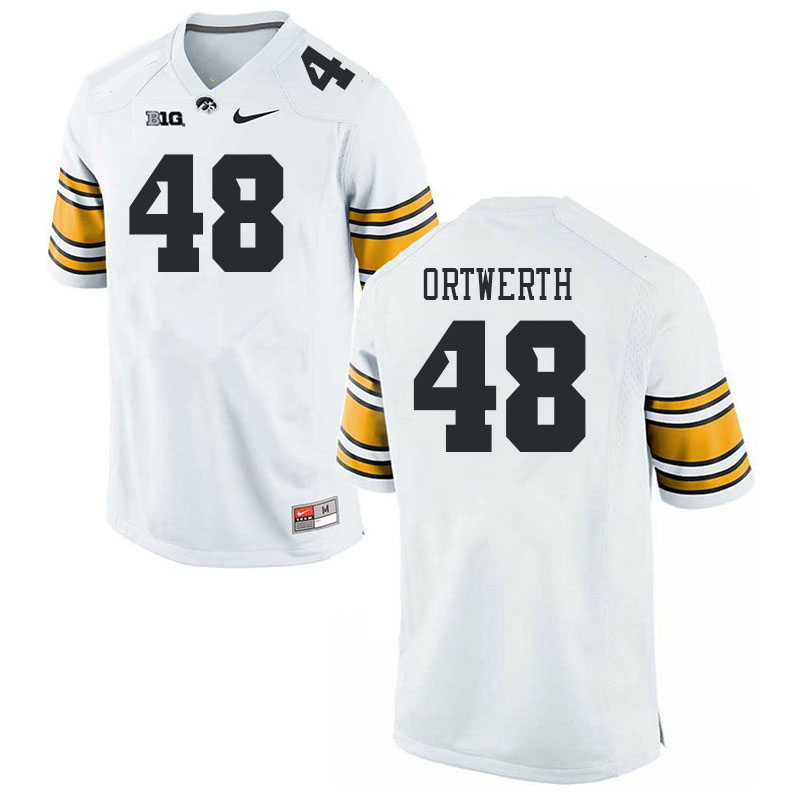 Men #48 Zach Ortwerth Iowa Hawkeyes College Football Jerseys Stitched Sale-White - Click Image to Close